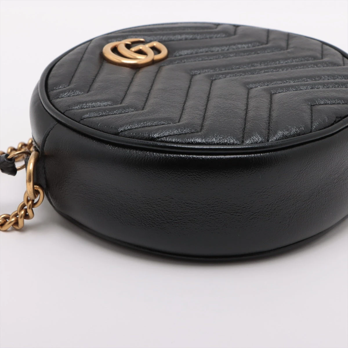 グッチ GGマーモント レザー チェーンショルダーバッグ ブラック  
