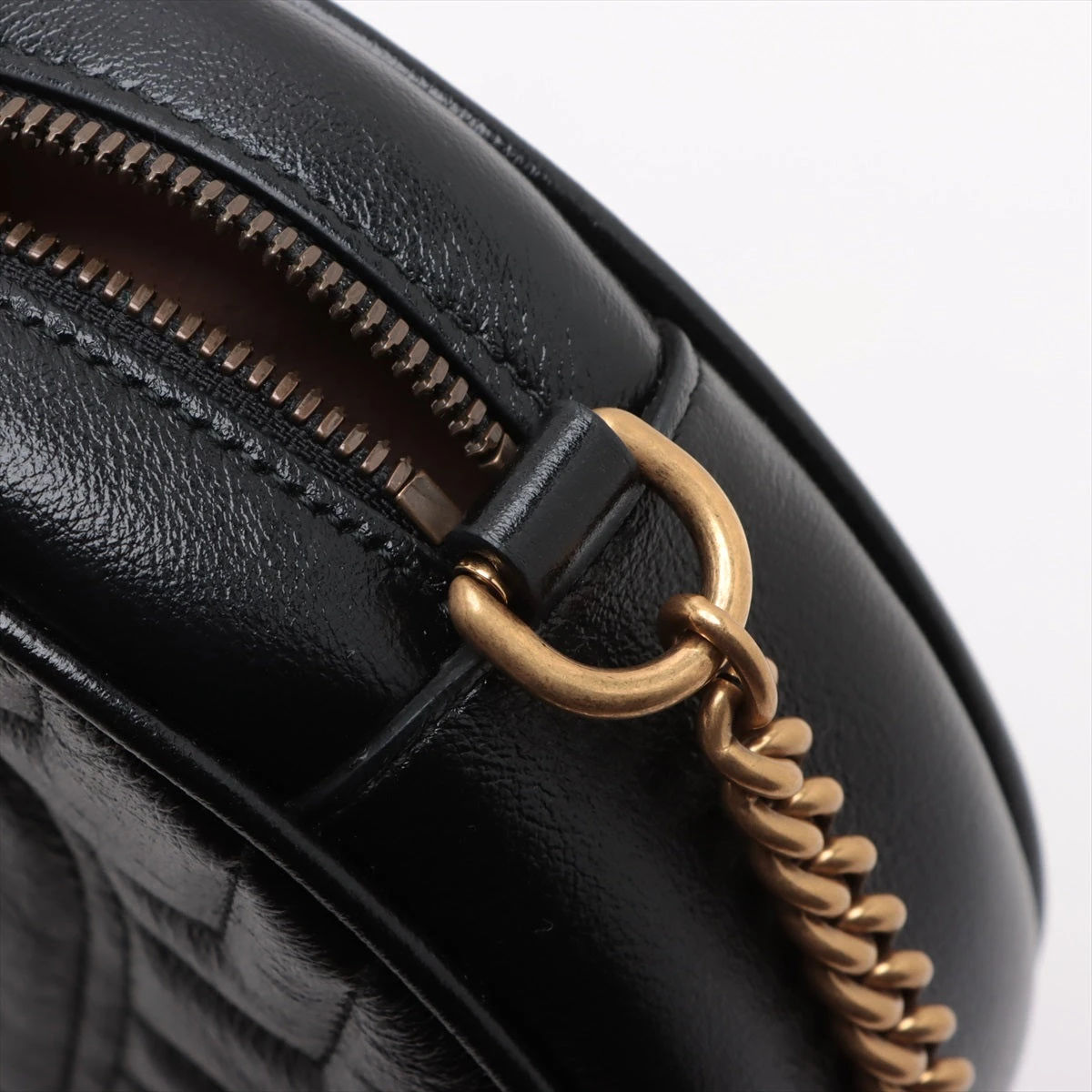 グッチ GGマーモント レザー チェーンショルダーバッグ ブラック  