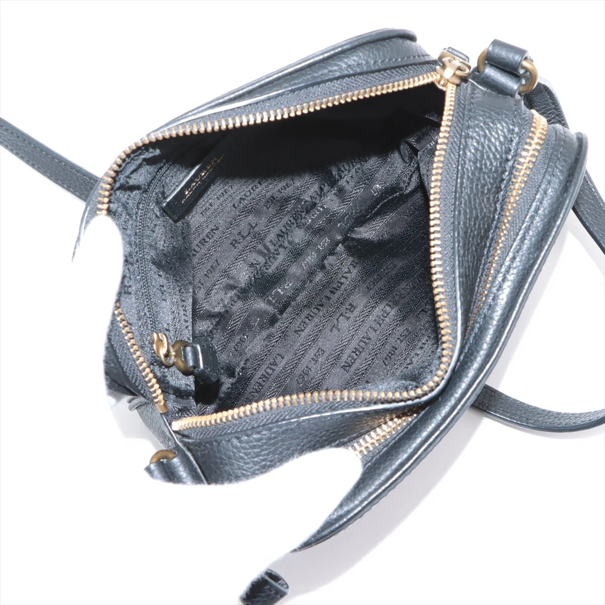 【美品】ローレンラルフローレン　ショルダーバッグ　ブラック　本革　RLLロゴ 新作! Ralph Lauren(ラルフ)レザー RLLロゴ ショルダーバッグ