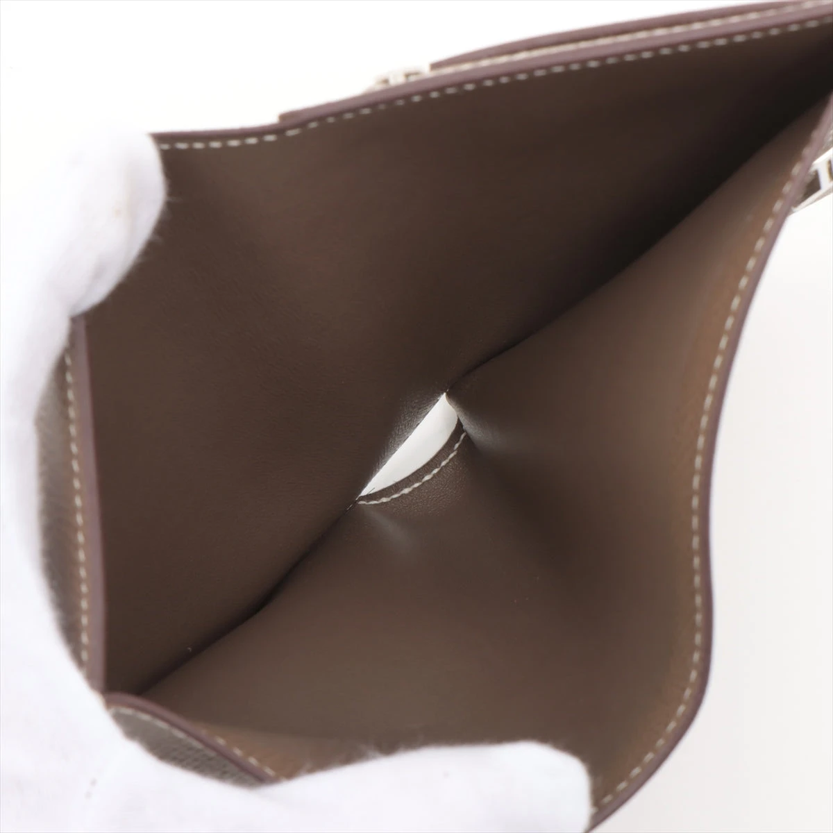 エルメス ベアンコンパクト ヴォーエプソン 二つ折り財布 エトゥープ