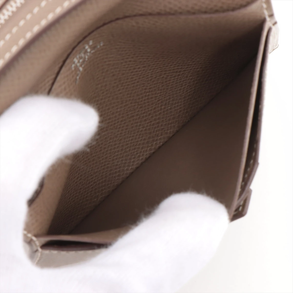 エルメス ベアンコンパクト ヴォーエプソン 二つ折り財布 エトゥープ
