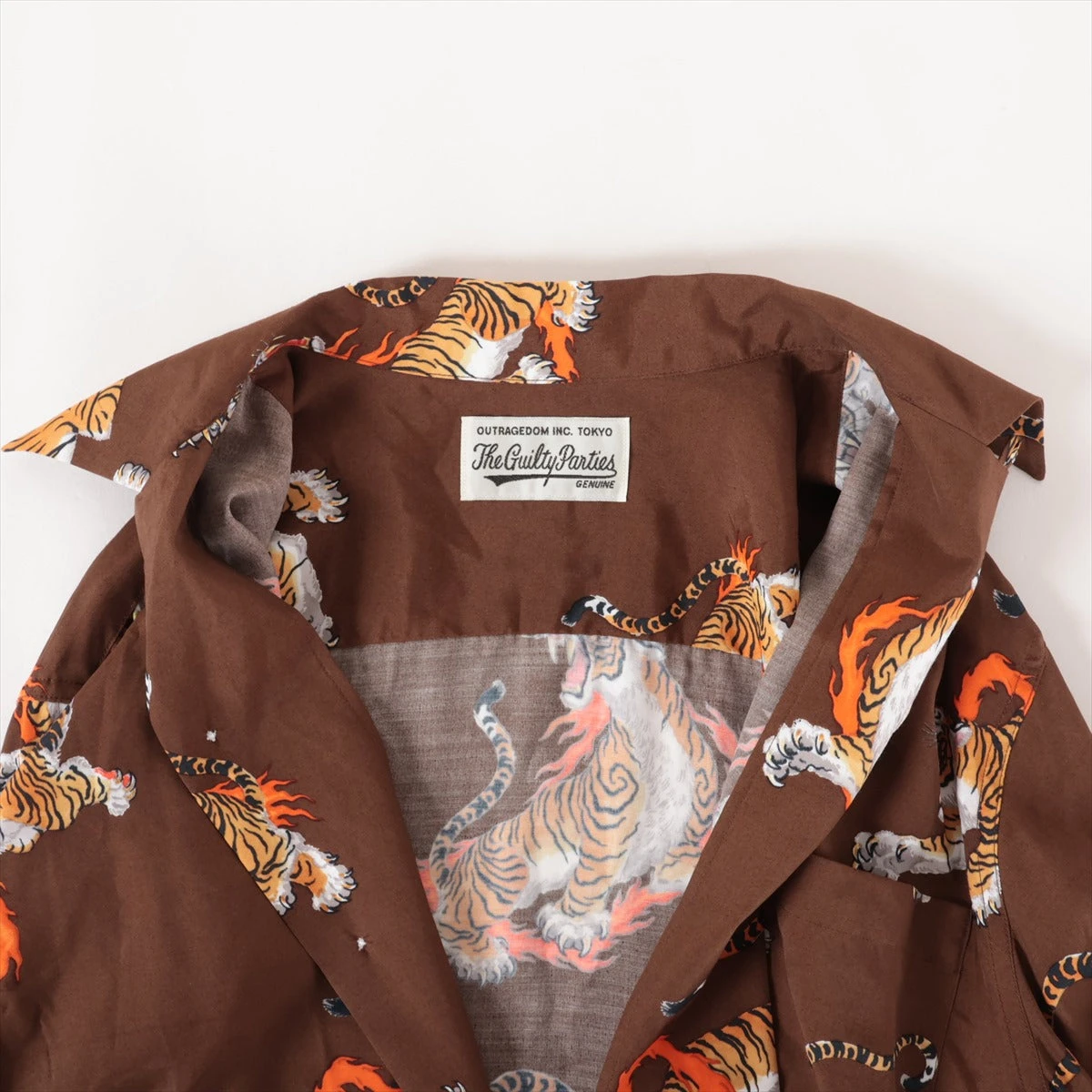 The Guilty Parties / 半袖シャツ/M/レーヨン/WHT/アニマル/虎 The Guilty Parties 虎プリント 半袖シャツ WACKOMARIA GUILTY PARTIES