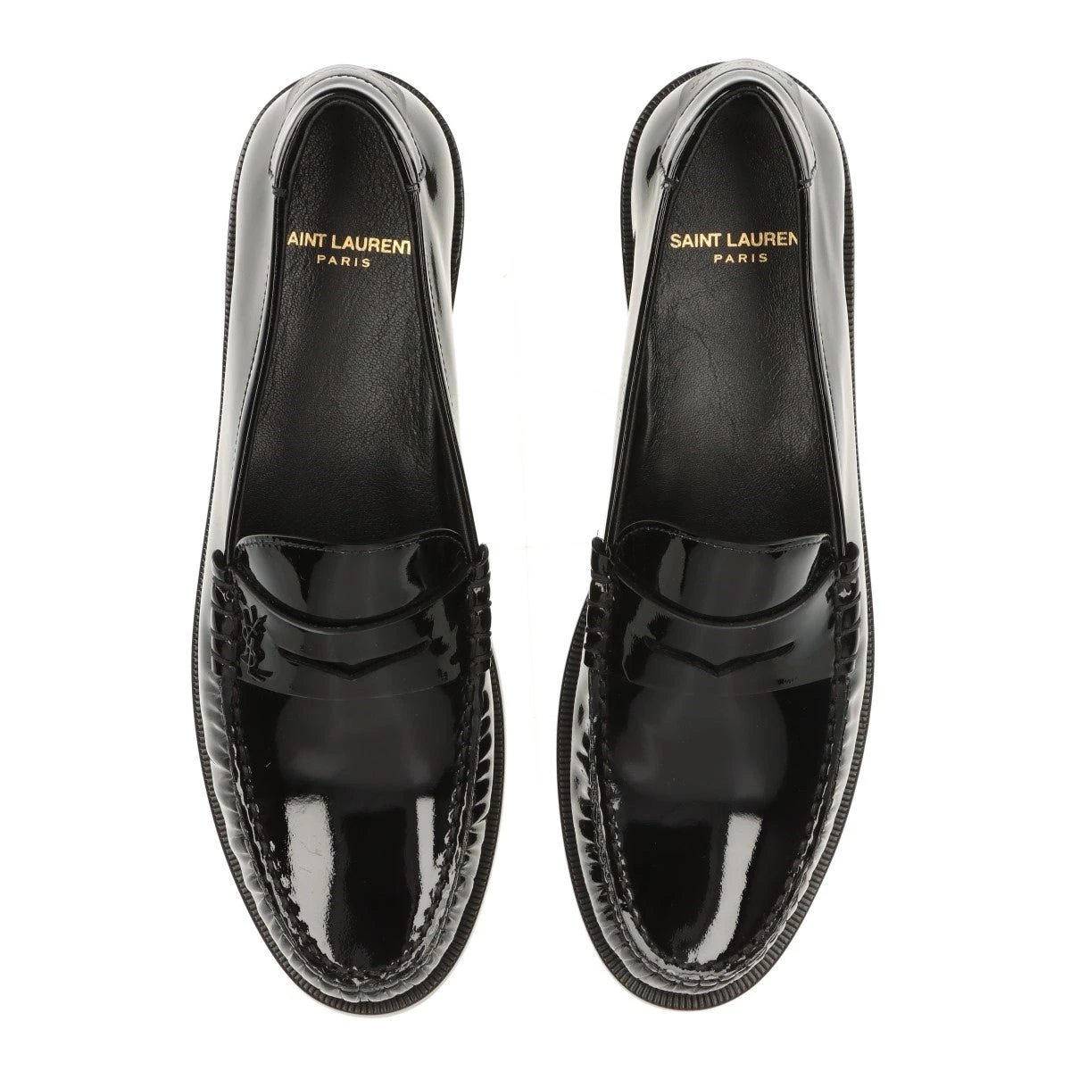Vivi✨サンローランパリ ドレスシューズ ローファー 黒 エナメル 光沢 ☆送料関税込☆SAINT LAURENT サンローラン メンズ ローファー