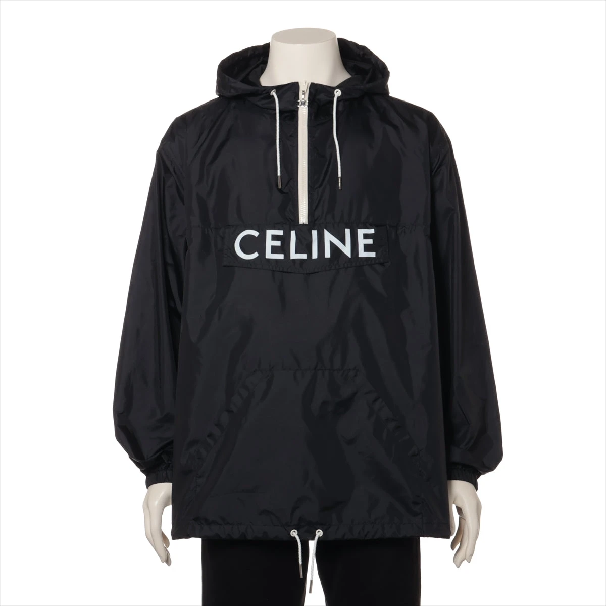 セリーヌ エディ期 ナイロン パーカー メンズ ブラック×ホワイト セリーヌ エディ期 ナイロン パーカー メンズ ブラック×ホワイト