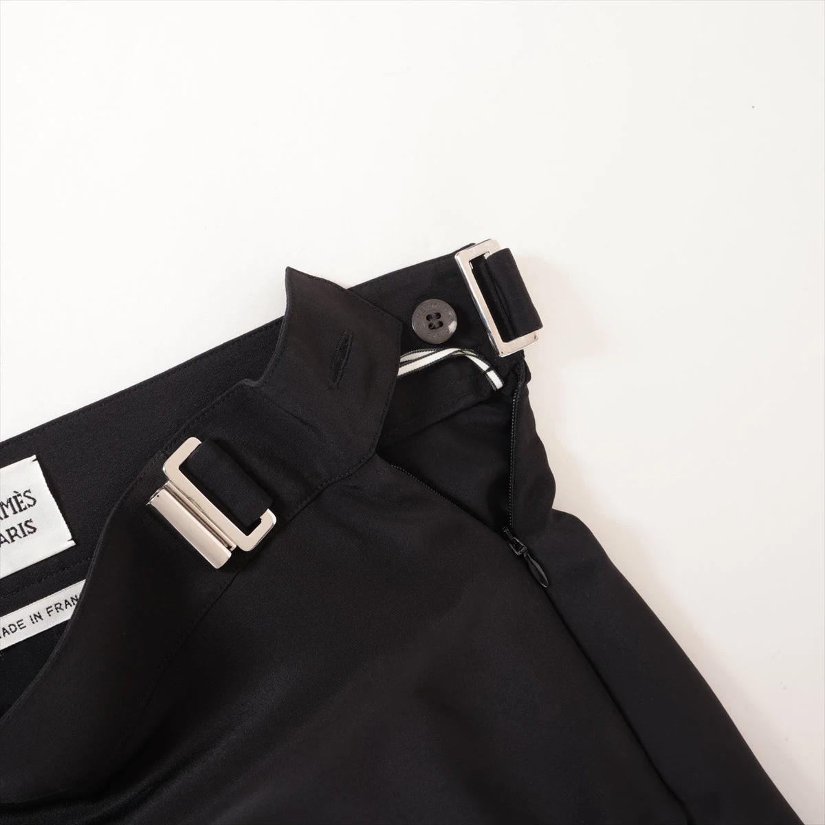 美品✨希少【エルメス】ウールアンゴラ ビッグベルトラップスカート ブラック 36 ガール GIRL デコラティブチュールトップス （ブラック