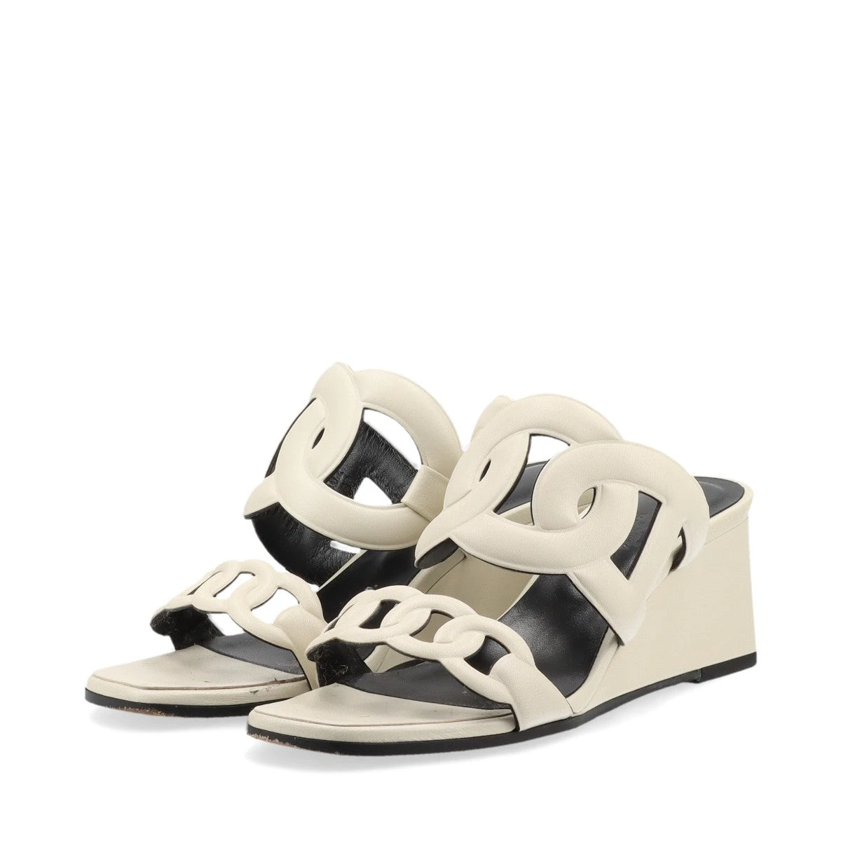 エルメス フィガリ レザー サンダル 35 レディース ホワイト