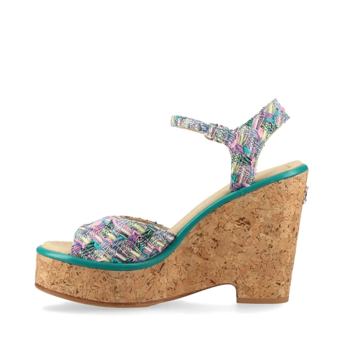 シャネル ココマーク 24C ツイード×レザー ウェッジソールサンダル 37  