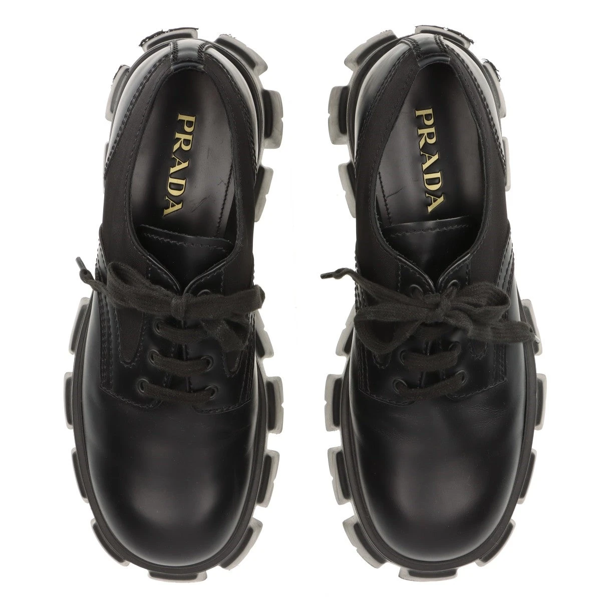 プラダ モノリス ナイロン×レザー レザーシューズ 9 1/2 メンズ