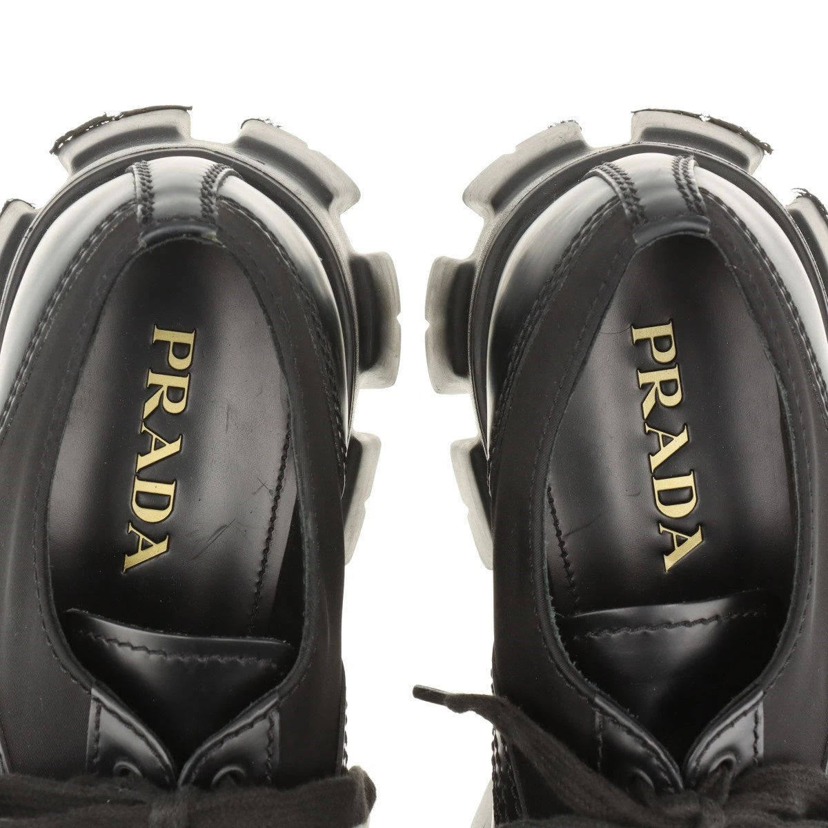 プラダ モノリス ナイロン×レザー レザーシューズ 9 1/2 メンズ