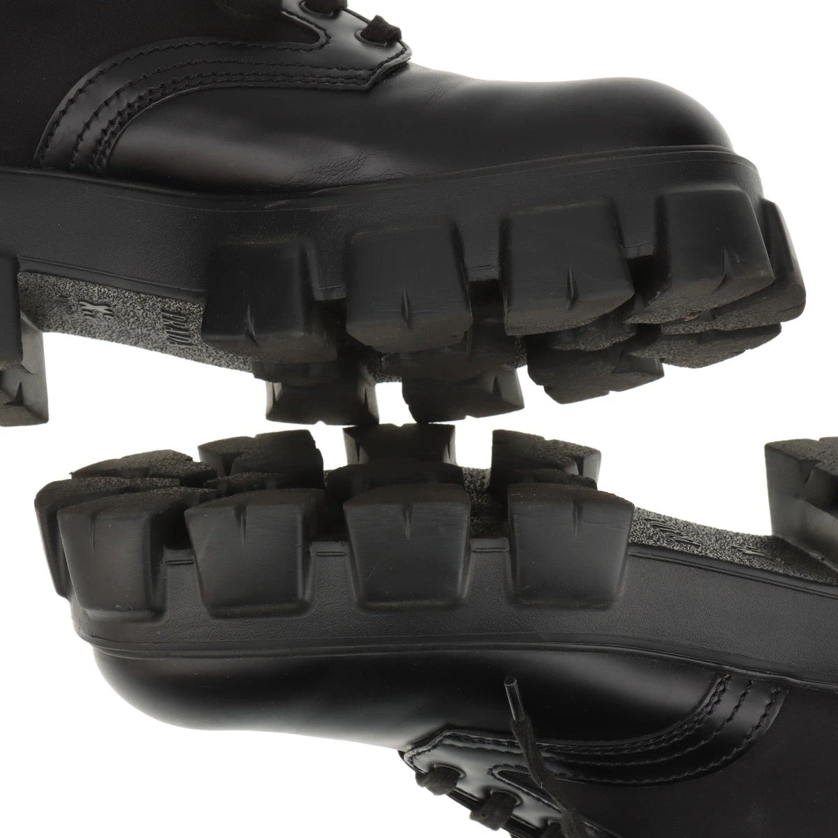 プラダ モノリス ナイロン×レザー レザーシューズ 9 1/2 メンズ