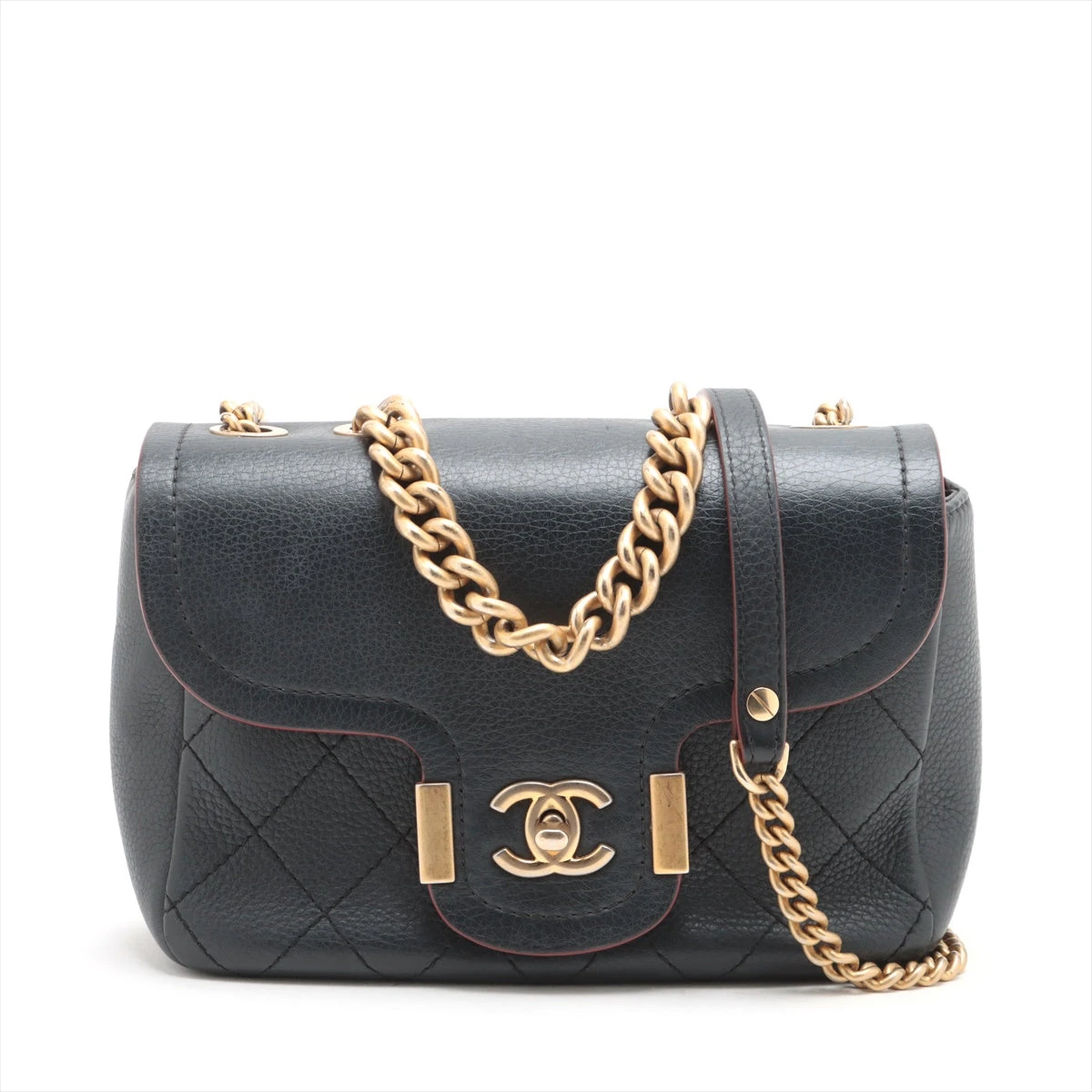 CHANEL ネイビー レザー 2wayショルダーバッグ