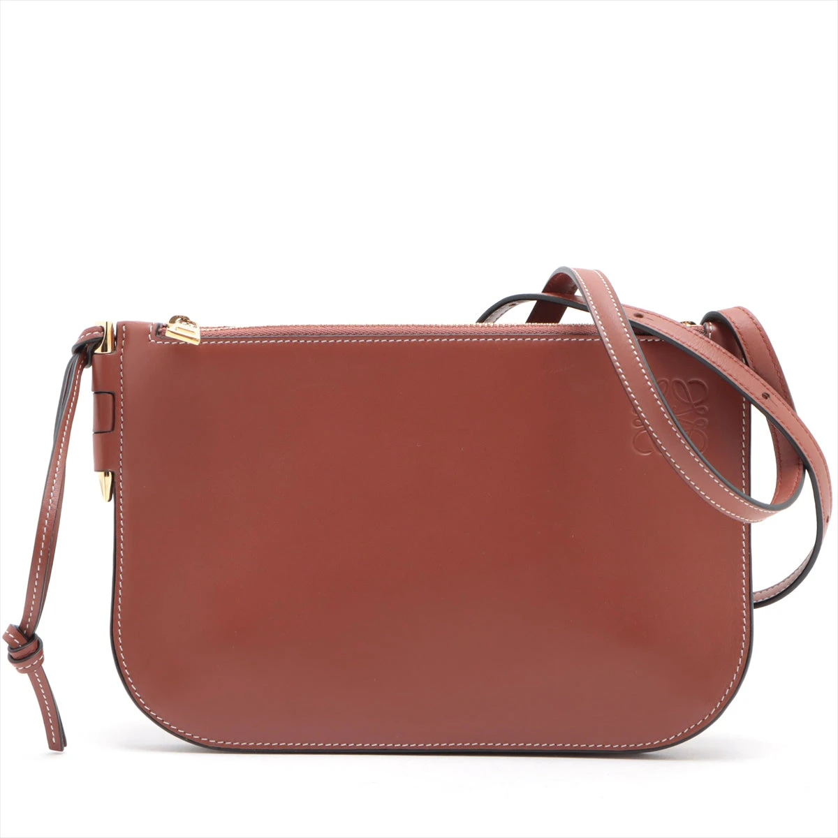 ブラウンレザー ハンドバッグ ダブルジッパー TOD'S