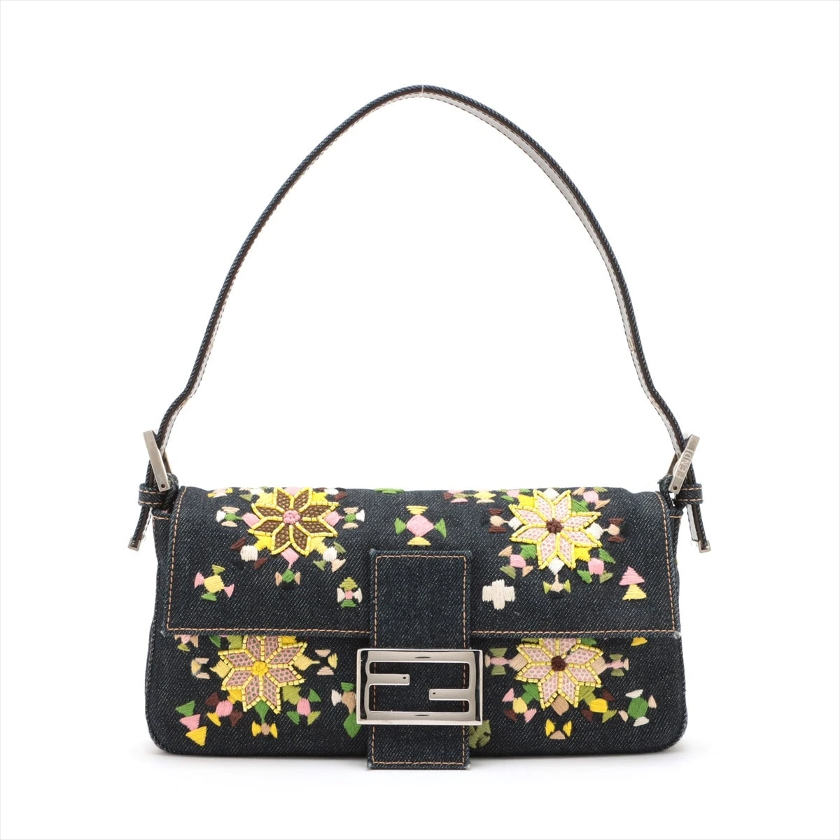 フェンディ マンマバケット デニム×ビーズ ショルダーバッグ