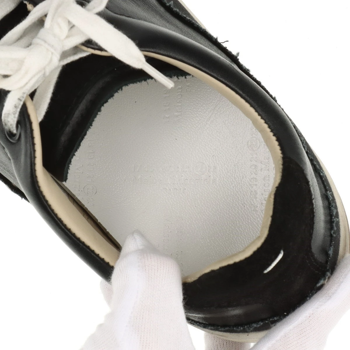 マルタンマルジェラ　22 パンチ レザースニーカー43 インディゴブルー　注-踵 マルタンマルジェラ 22 パンチ レザースニーカー43 インディゴ