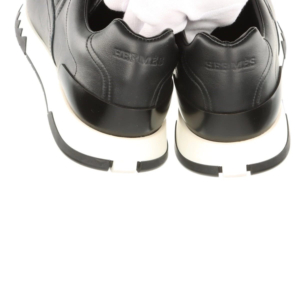 超美品 エルメス 現行 スニーカー トレイル ブラック 39 カーフレザー 黒