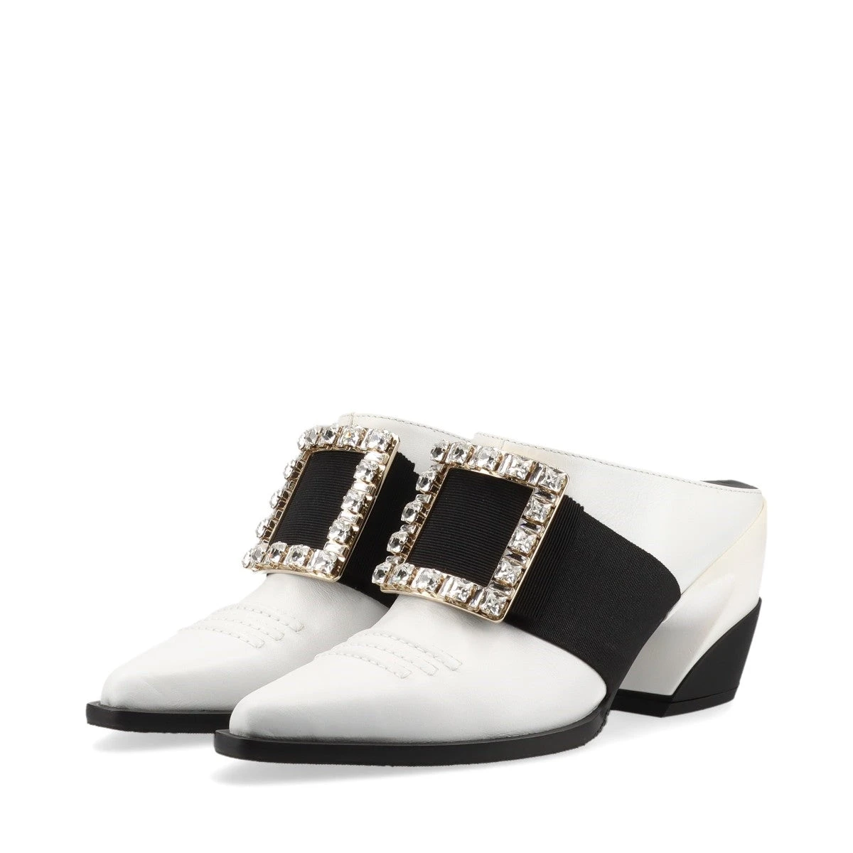 【ロジェ・ヴィヴィエ】ミュールヴィヴレザー ホワイト/シルバー シルバー（銀色）系 25.5cm Roger Vivier(ロジェ・ヴィヴィエ
