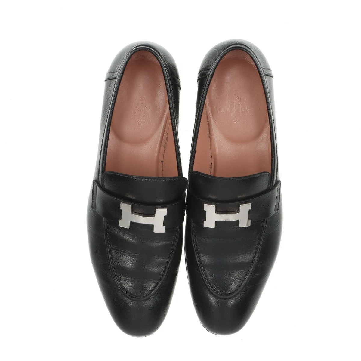 ♥HERMES エルメス ローファー 37 レザー ブラック系 エルメス アワー レザー ローファー 37 レディース ブラック 箱