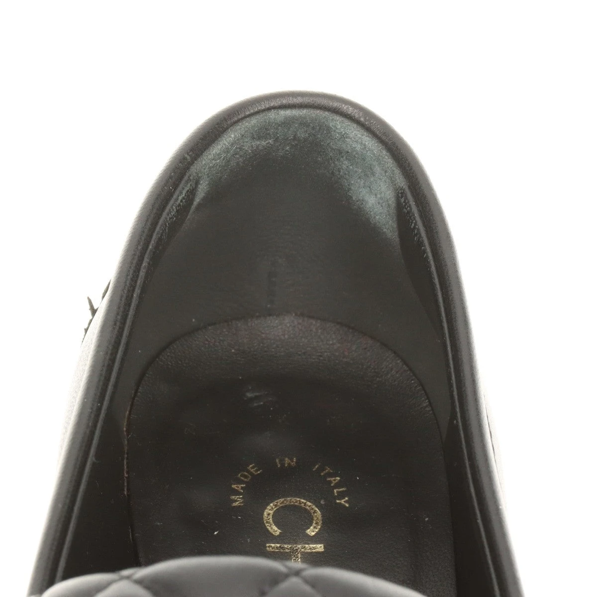 CHANEL ブラック ローファー38 Chanel Black Quilted Flap Turnlock CC Logo Gold Mule Loafer