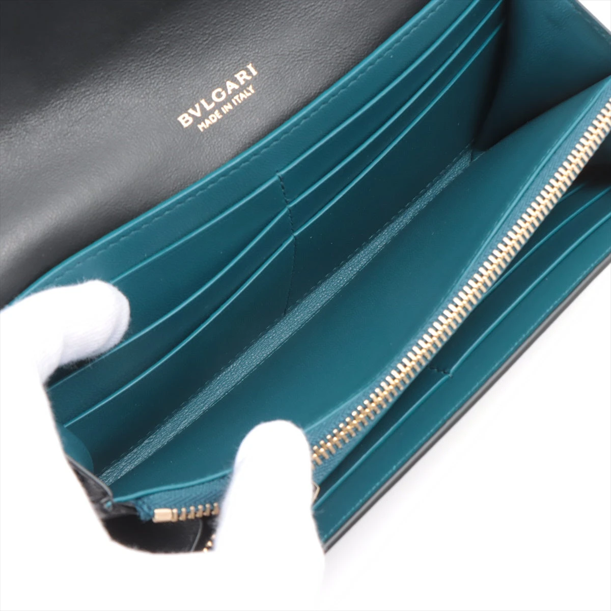 専用 BVLGARI サークルロゴ レザー グリーン 長財布 7003 ブルガリ ロゴ レザー ロングウォレット ブラック