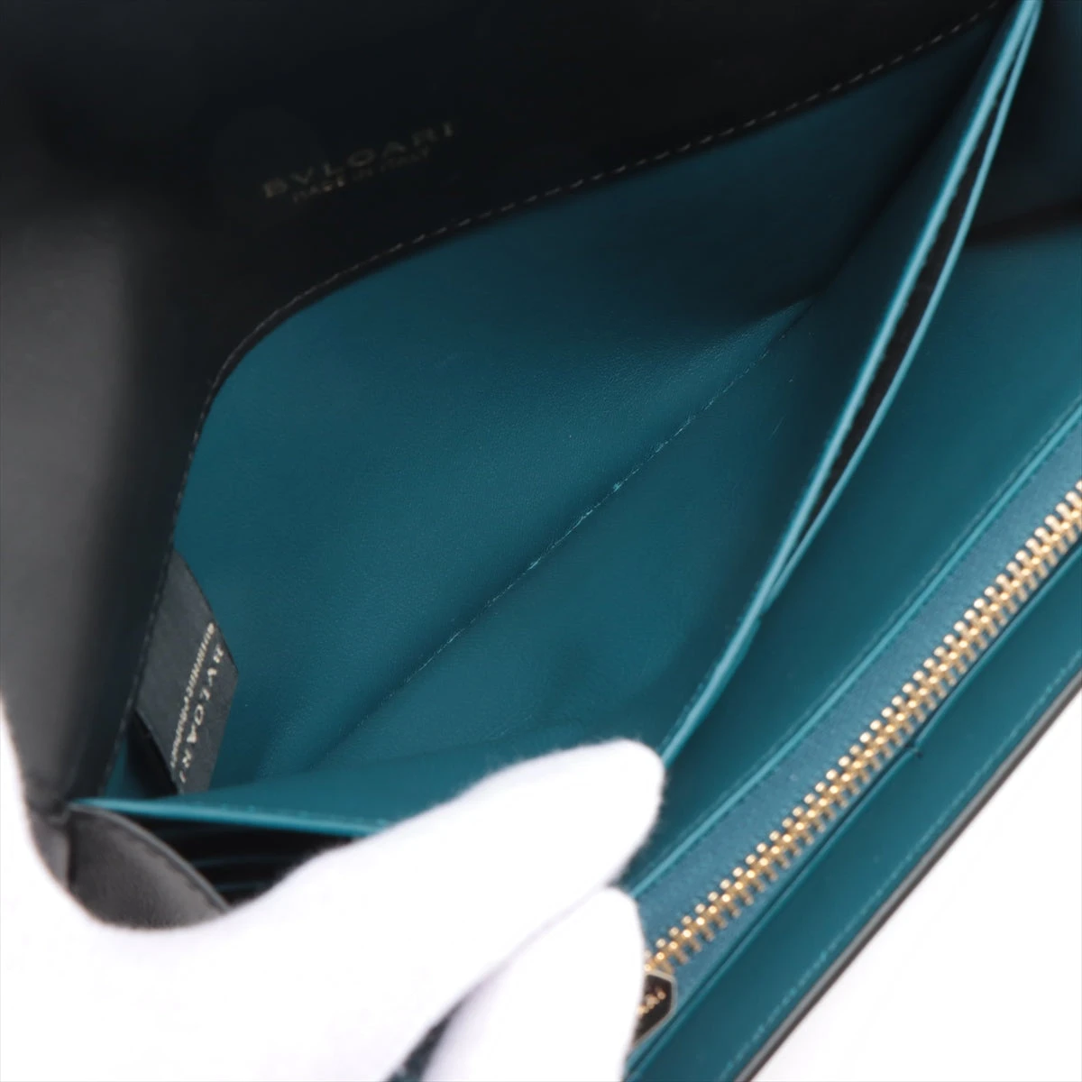 専用 BVLGARI サークルロゴ レザー グリーン 長財布 7003 ブルガリ ロゴ レザー ロングウォレット ブラック