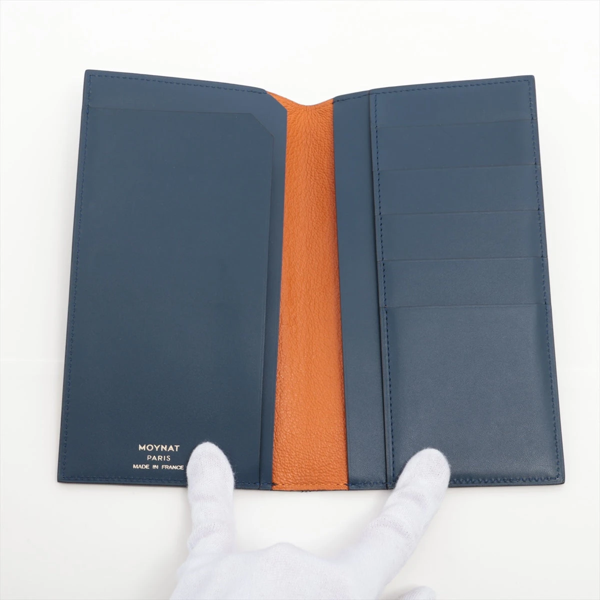 モワナ レザー 長財布 オレンジ×ネイビー A3254882｜中古ブランド品 