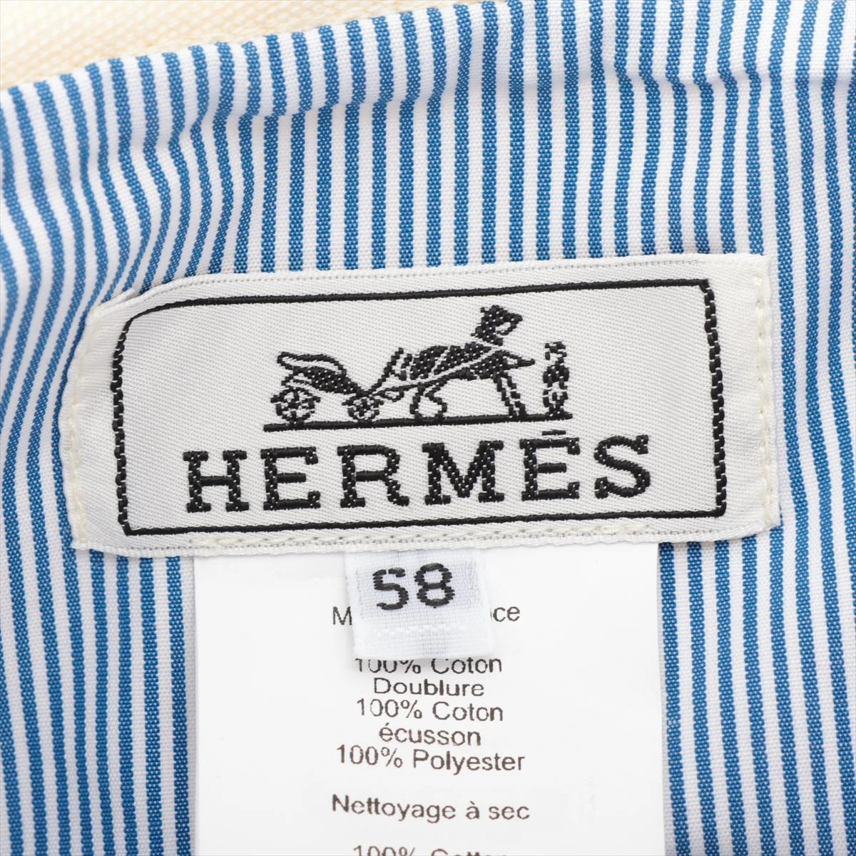 HERMES エルメス　エレナ　ハット　58cm エルメス バケットハット 58 コットン アイボリー エレナ