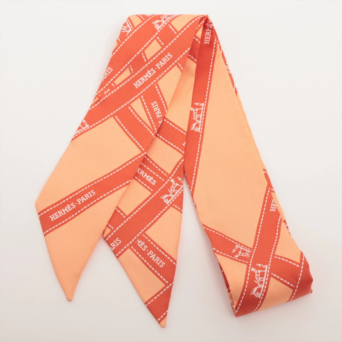 エルメス☆ボルデュックリボン☆ツイリー スカーフ ピンク シルク