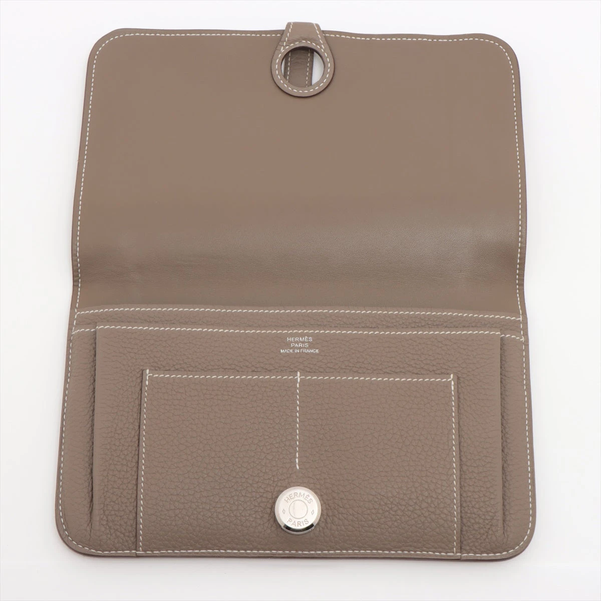 極美品✨エルメス ドゴンGM トゴ 財布 エトゥープ シルバー金具 A:2017 エルメス ドゴンGM トゴ 財布 エトゥープ シルバー金具 A:2017年