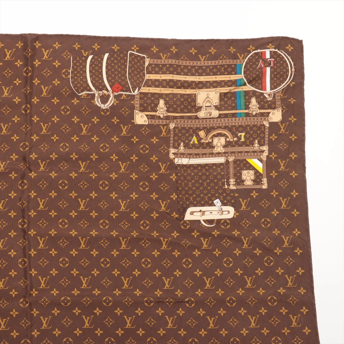 ルイヴィトン M75820モノグラム トランク柄シルクスカーフ ルイヴィトン M75820モノグラム トランク柄シルクスカーフ ルイ