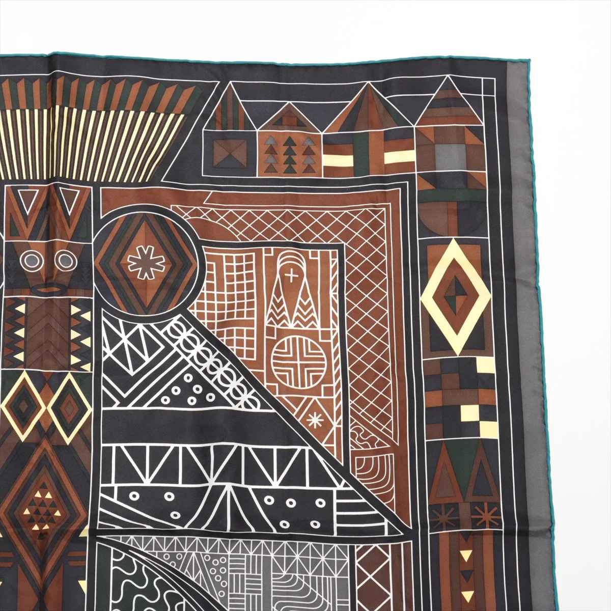 エルメス カレ90 スカーフ シルク ブラウン anamorphee Ndop YZ066391