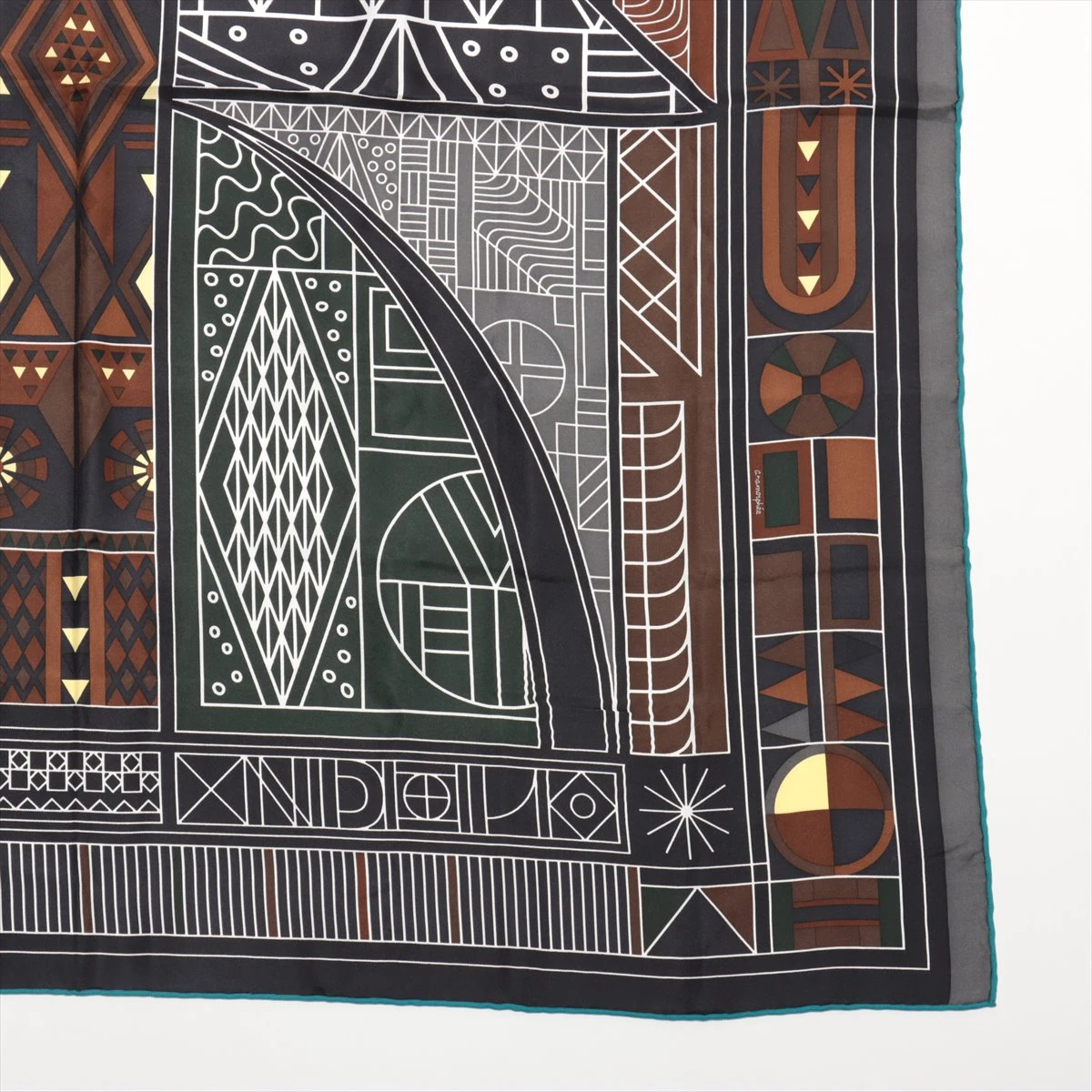 エルメス カレ90 スカーフ シルク ブラウン anamorphee Ndop YZ066391