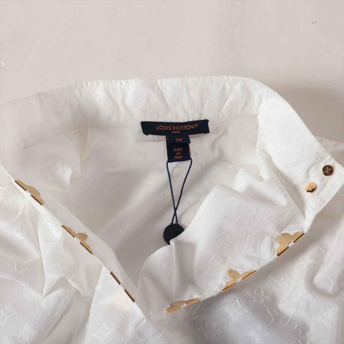 LOUIS VUITTON - LOUIS VUITTON ルイヴィトン 19AW モノグラム フリル ブラウス ホワイト レディース RW192WW LOUIS VUITTON ルイヴィトン 19AW モノグラム フリル ブラウス
