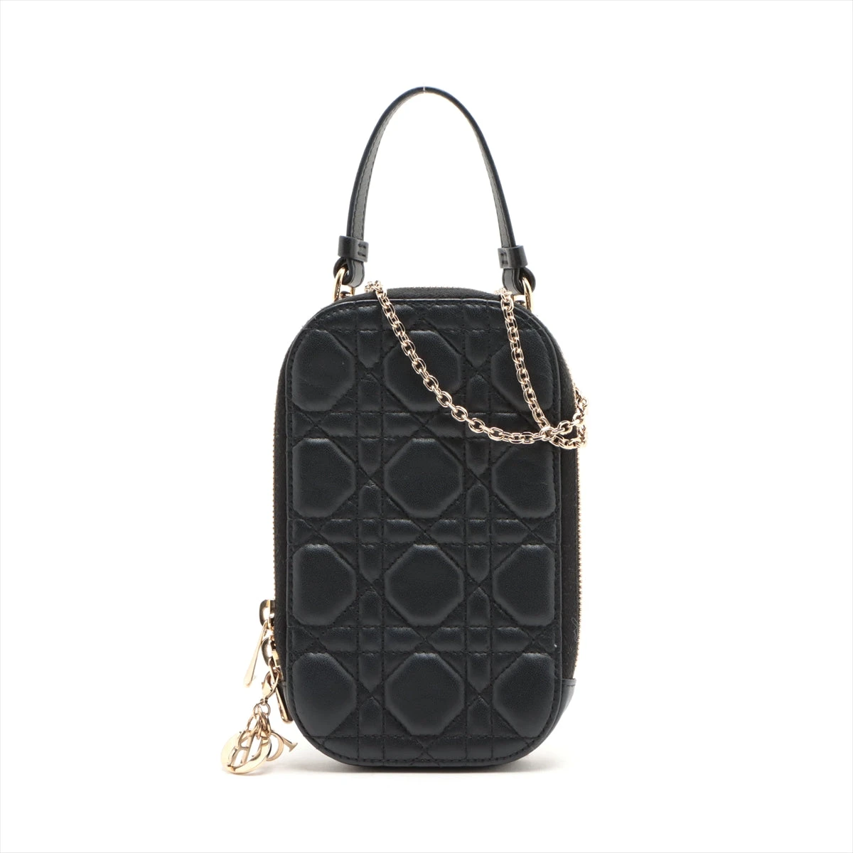 ★超美品★レディーディオール　Dior　ナノ ポーチバッグ ラムスキン ブラック ☆超美品☆レディーディオールDiorナノ ポーチバッグ ラムスキン ブラック