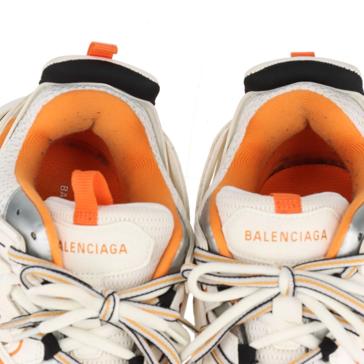 バレンシアガ　スニーカー　ホワイト　オレンジ バレンシアガ トラックトレーナー メッシュ×ラバー スニーカー 41