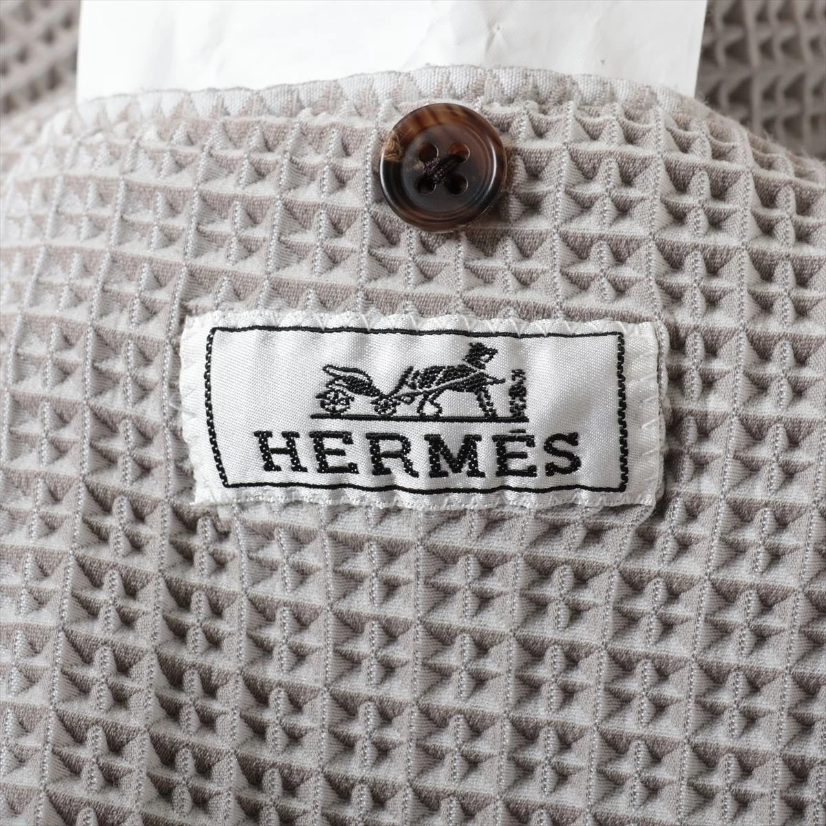 【カシミヤ　エルメスロゴボタン】エルメスグレー ストライプ テーラードジャケット HERMES エルメス ロゴ テーラードジャケット カシミヤ アウター