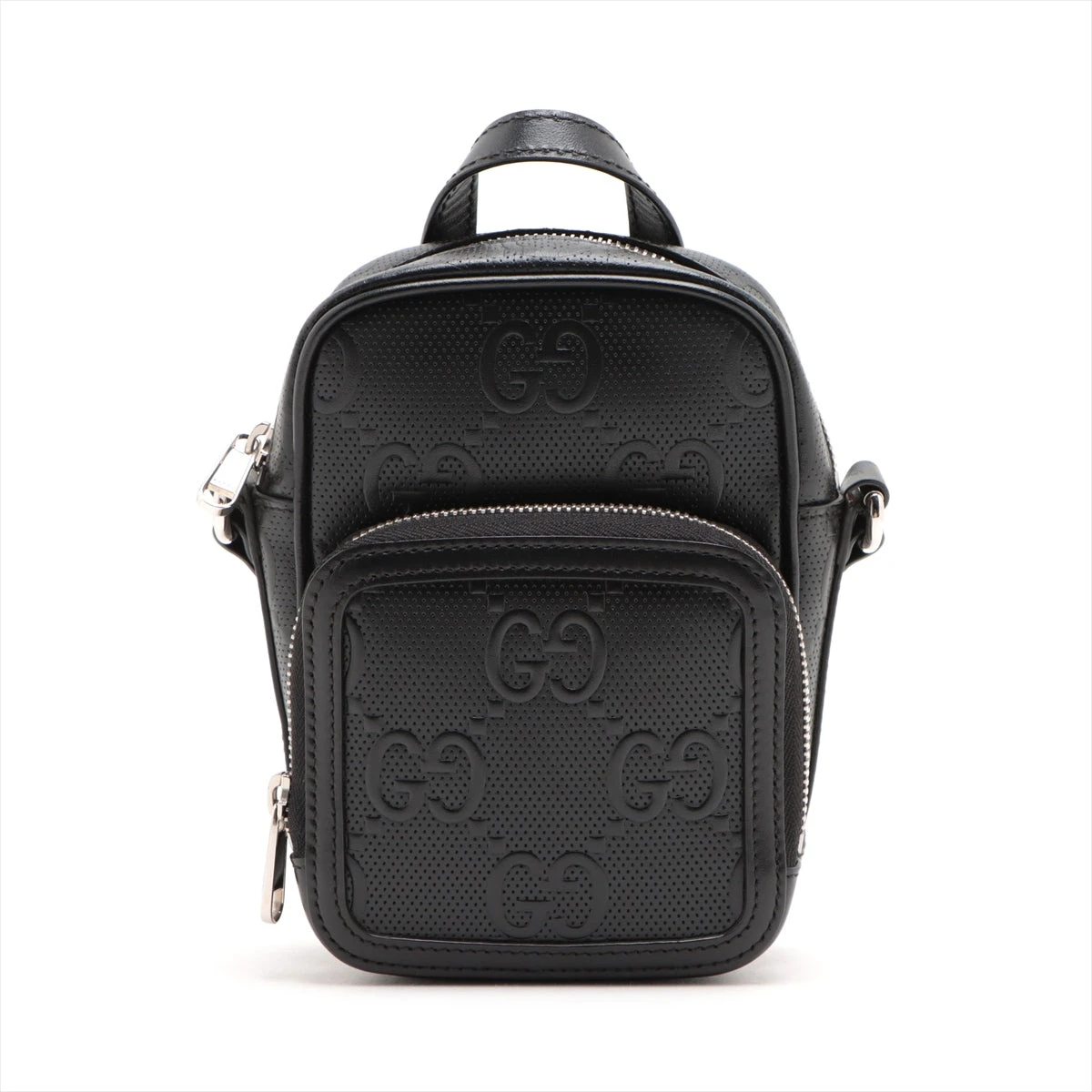 GUCCI グッチ GGエンボス レザー ショルダーバッグ ブラック GUCCI グッチ GGエンボス レザー ショルダーバッグ ブラック