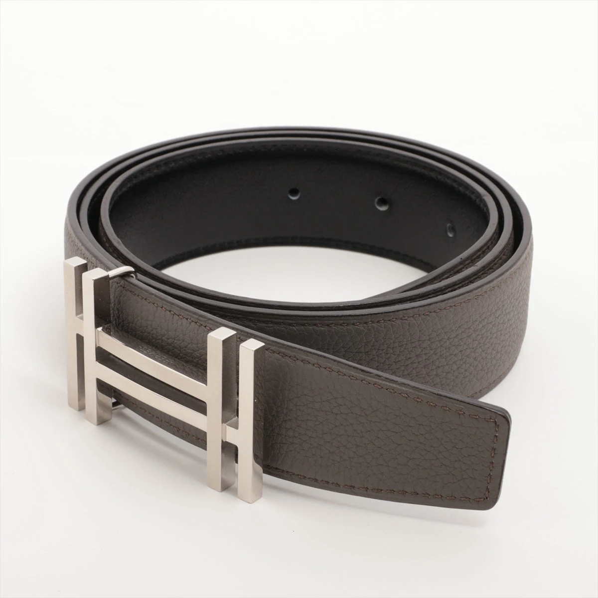 【ほぼ未使用 】HERMES エルメス Hオカレ レザーベルト 85 ブラック 中古・古着通販】HERMES (エルメス) Hロゴレザーベルト ブラック