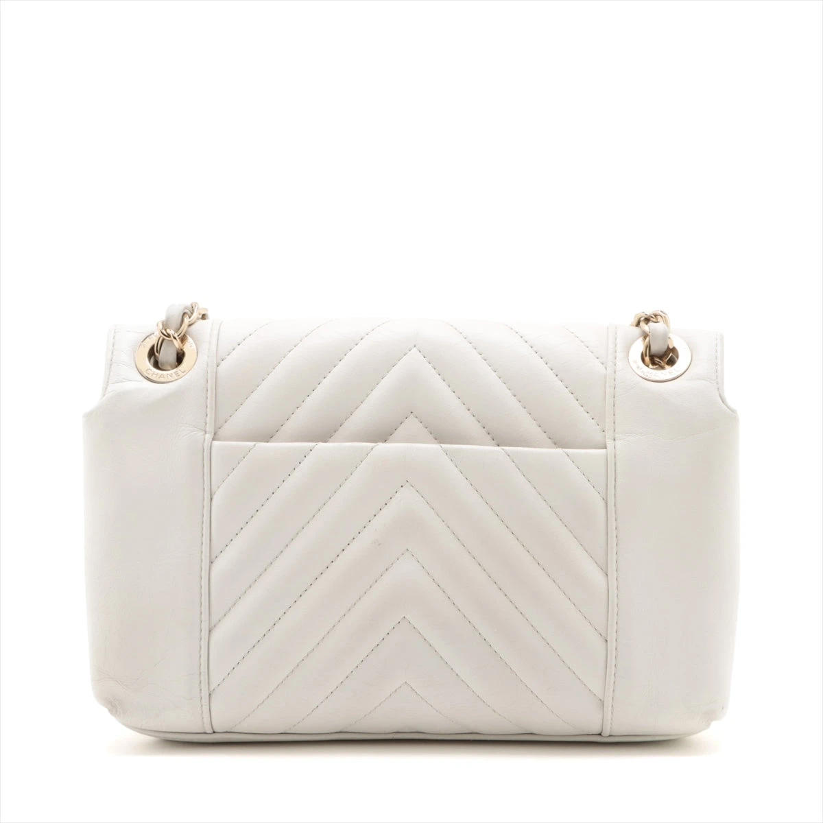 シャネル Vステッチ ラムスキン シングルフラップ ダブルチェーン  