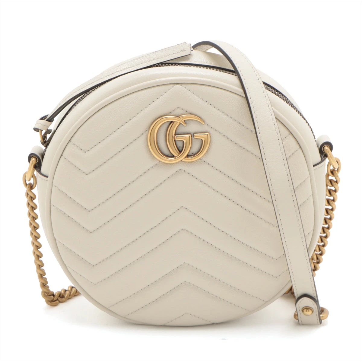 グッチ GGマーモント レザー チェーンショルダーバッグ ホワイト