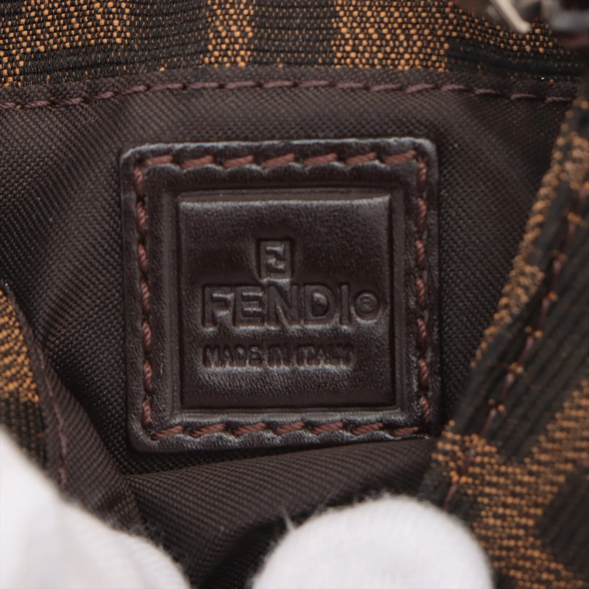 フェンディ ズッカ ミニクロワッサン キャンバス×レザー ショルダー 