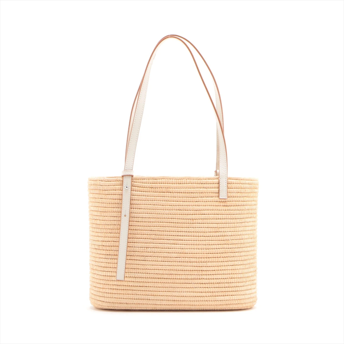 1点限り【LOEWE】希少バスケットカゴバッグ ホワイト×ラフィア ロエベ スクエアバスケット スモール ラフィア×レザー カゴ