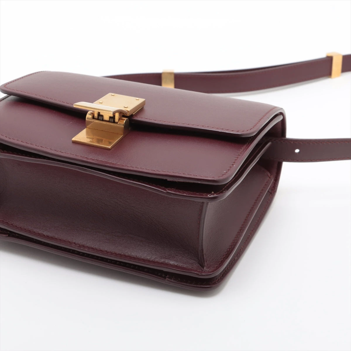 セリーヌ ヴィンテージ レザー ショルダーバッグ ボルドー CELINE 極 美品 セリーヌ ヴィンテージ カーフレザー 本革 ミニ