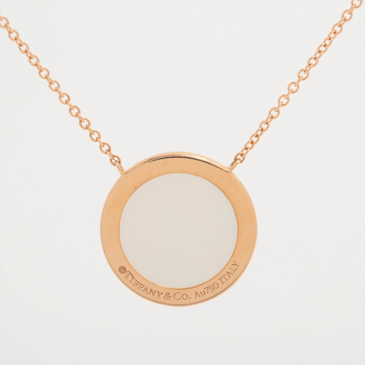 ティファニー T TWO サークル シェル ダイヤ ネックレス 750(PG) 4.2g  