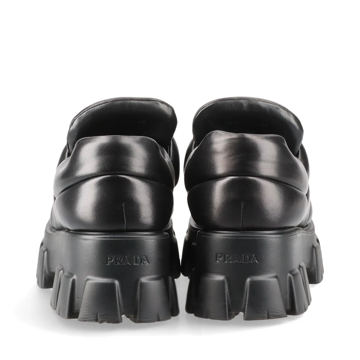 プラダ レザー ローファー 39レディース ブラック ☆関税込☆PRADA☆ブラッシュドレザー ローファー レディース