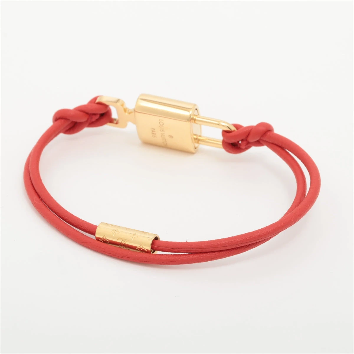 ヴィトン ブラスレ LV パドロック ブレスレット GP×革 レッド A3244261 