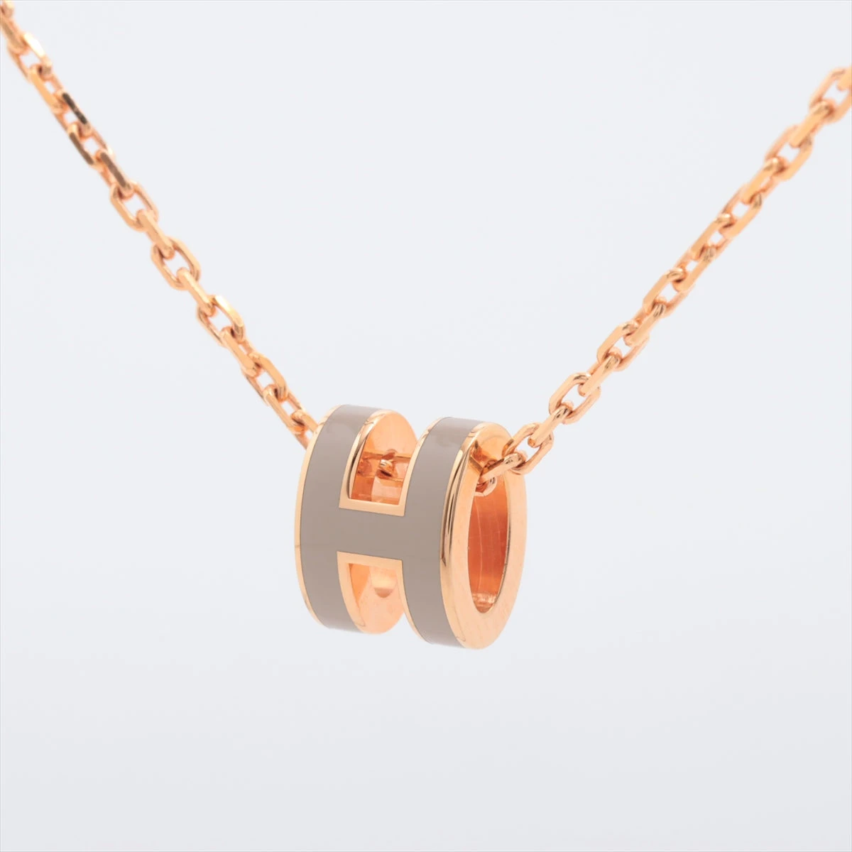 【超美品】 エルメス ポップアッシュ ネックレス トップ チャーム グレージュ エルメス ミニポップアッシュH ネックレス GP グレージュ