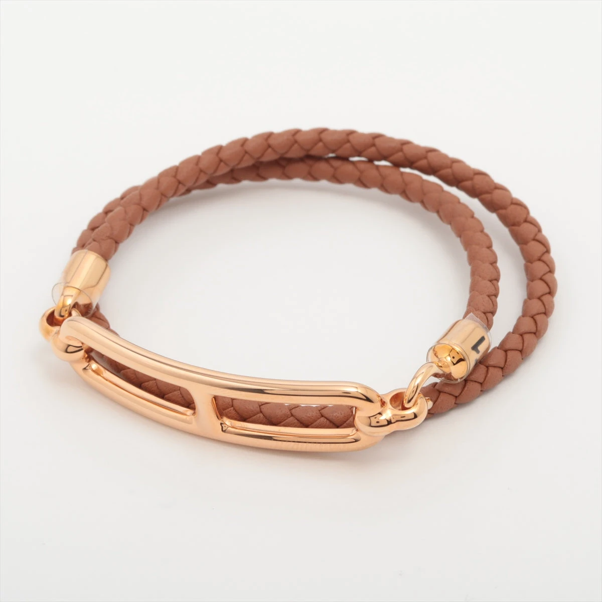 エルメス ルリ ドゥブルトゥール LF0223 ブレスレット GP×革 ゴールド