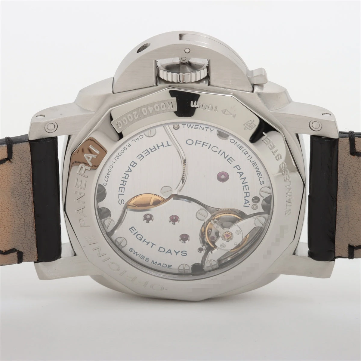パネライ ルミノール GMT 8デイズ PAM00233 SS×革 手巻き 黒文字盤 