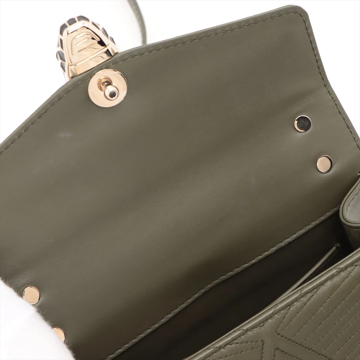 ブルガリ セルペンティ レザー 2WAYハンドバッグ カーキ A3268559