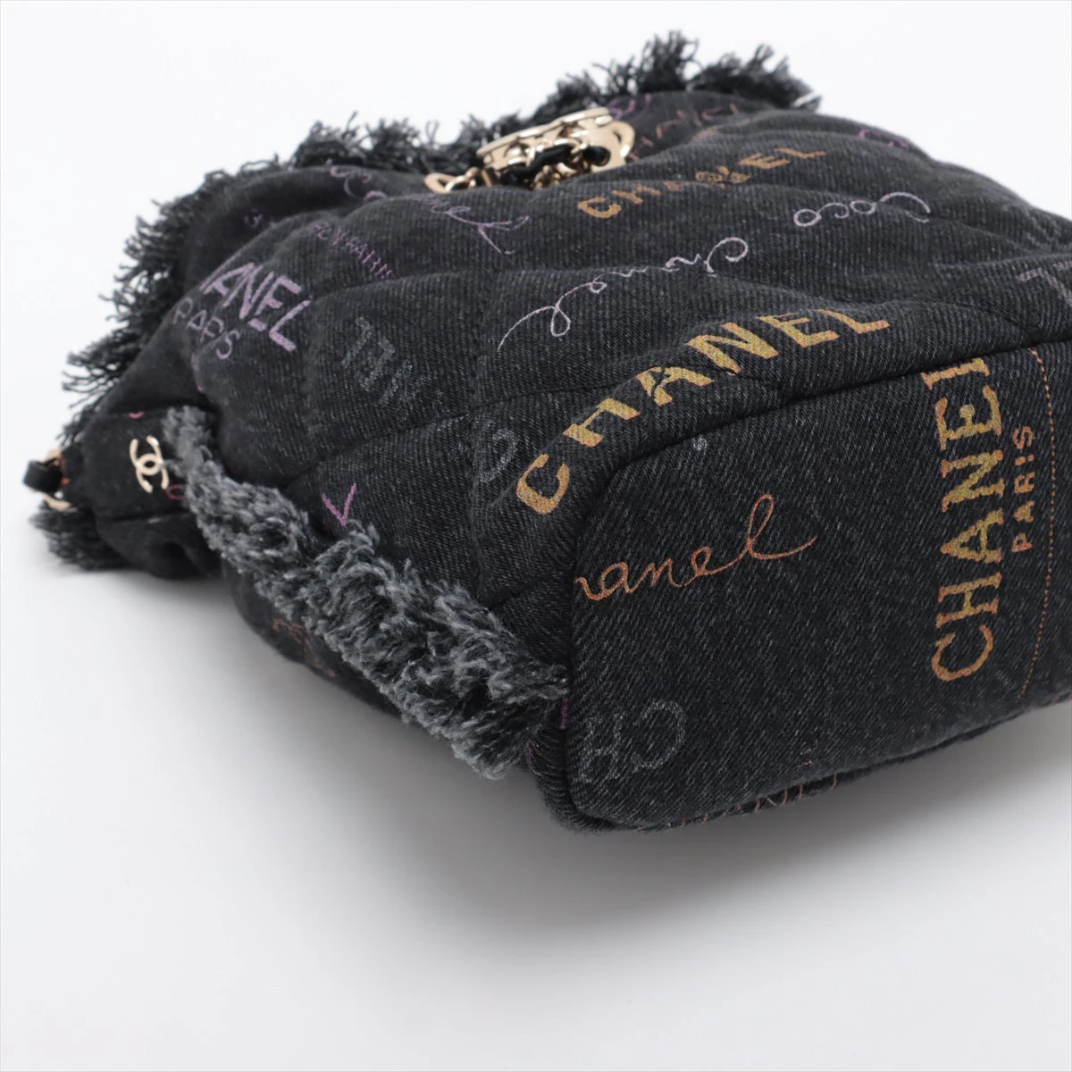 中古 シャネル CHANEL AS3091 ランダムシリアル レディース ショルダーバッグ ブラック デニム シャネル CHANEL デニム 香水柄 チェーン22番台 ショルダーバッグ